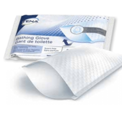 Tena bathing glove package on white background